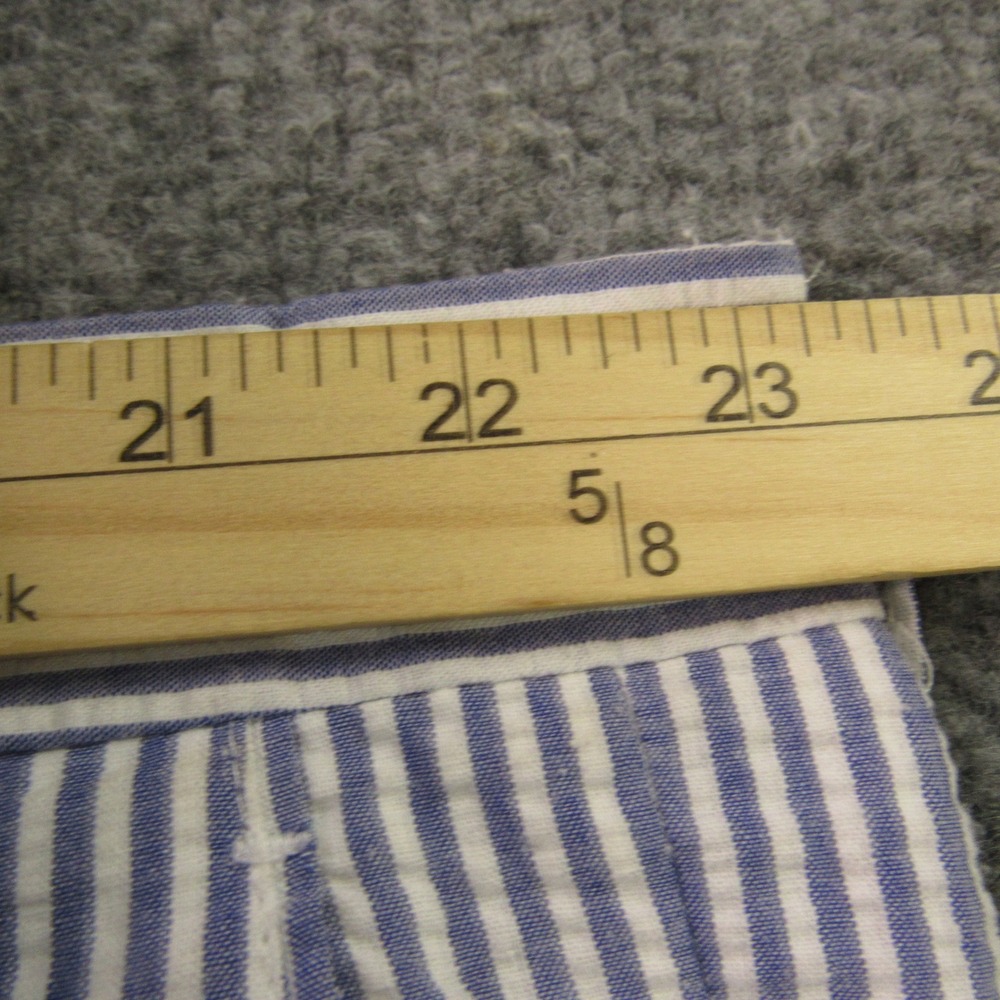 Linea Uomo Shorts Mens 46x13 Blue‎ White Seersucker Striped Pleated Cotton Blend - Picture 7 of 11